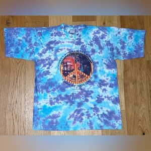 Y2K 2002 Crosby Stills Nash & Young Tour of America Blue Tiedye Tee Large